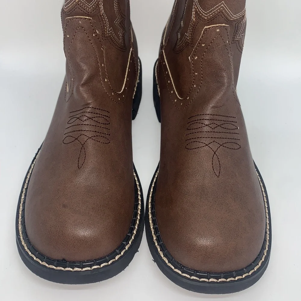 Roper NEW Chunk Boot Brown 11 Western Cowgirl Rodeo Stitch Detail Lightweight